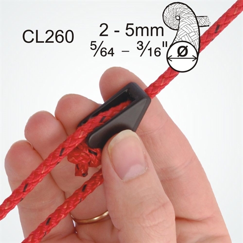 Bardunstrammer til snor mellem 2 og 4 mm. Clamcleat CL260 Line-Lok
